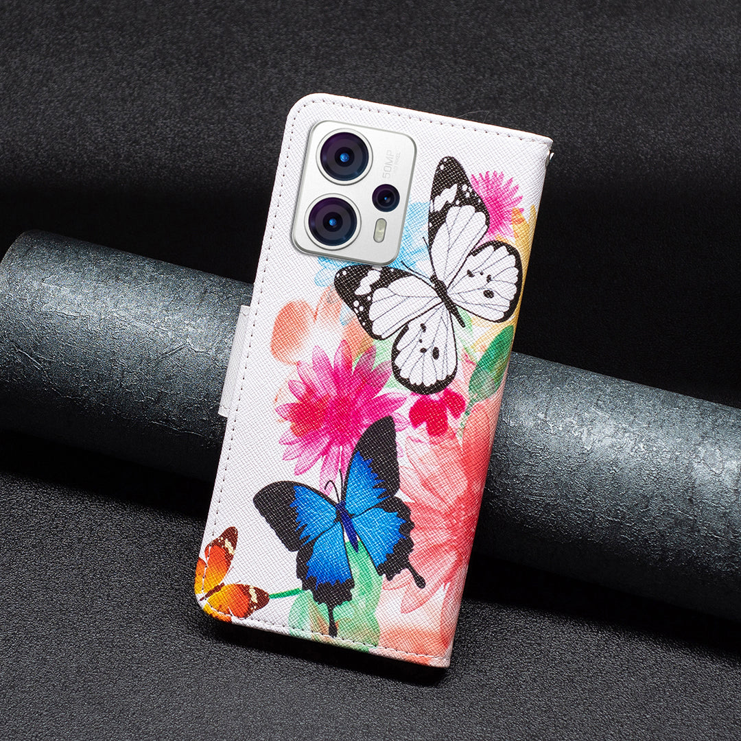 Peněženka na pouzdro na telefon pro Motorola Moto G13 4G G23 4G G53 5G BF potisk koženého vzoru Series-1 magnetický kryt telefonu proti poškrábání Peněženka na pouzdro na telefon pro Motorola Moto G13 4G G23 4G G53 5G BF potisk koženého vzoru Series-1 magnetický kryt telefonu proti poškrábání
